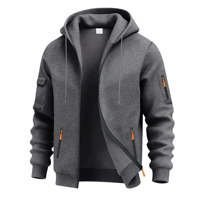 Men's Classic Hooded Zipper Knit Hoodie