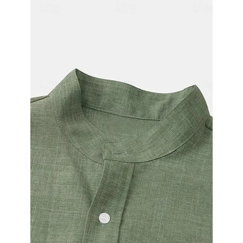 Shirt half cardigan button stand collar solid color