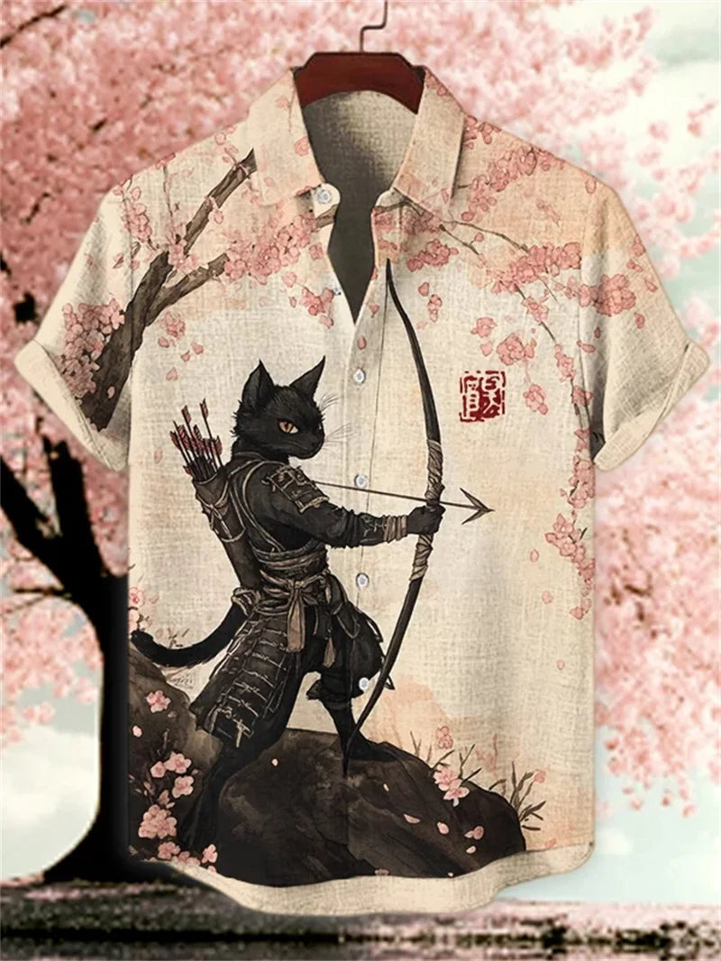 Lorant – Men’s Linen Art Print Short Sleeve Shirt