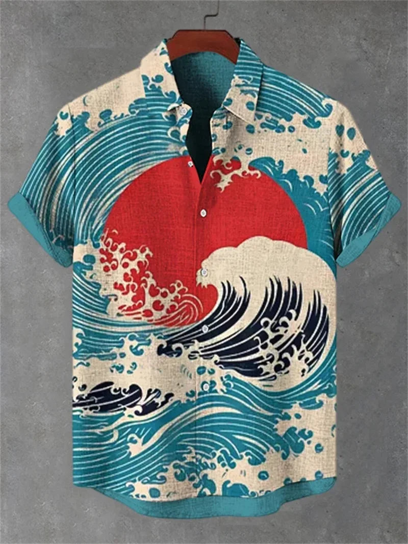 Lorant – Men’s Linen Art Print Short Sleeve Shirt