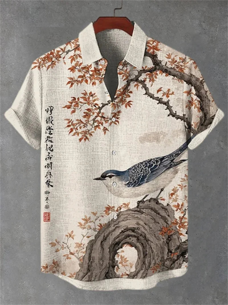 Lorant – Men’s Linen Art Print Short Sleeve Shirt