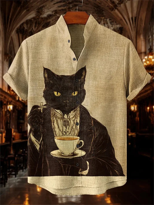 Lorant – Men’s Linen Art Print Short Sleeve Shirt