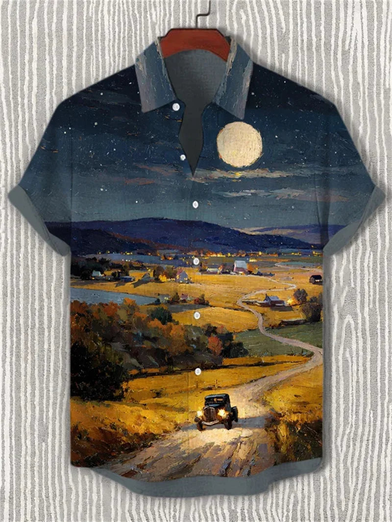 Lorant – Men’s Linen Art Print Short Sleeve Shirt