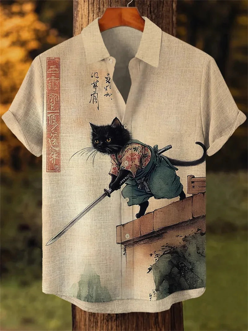 Lorant – Men’s Linen Art Print Short Sleeve Shirt