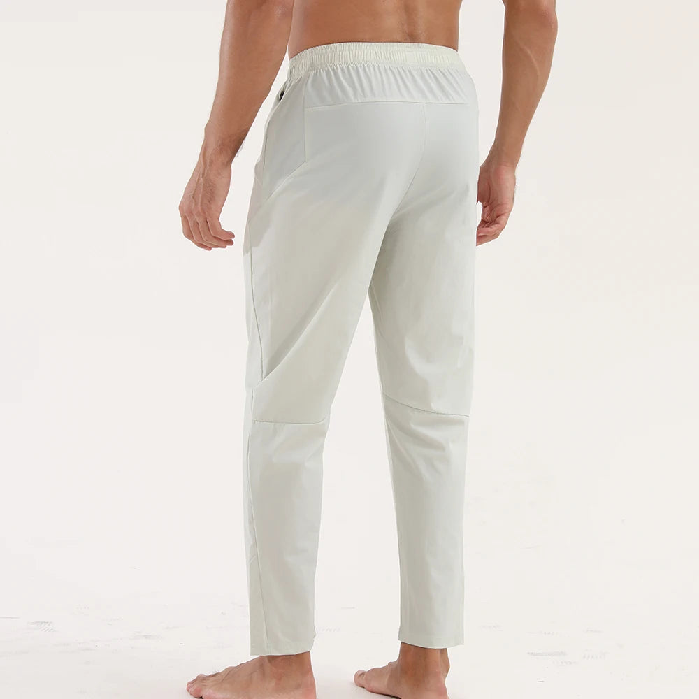 GITF Men's sweatpants lightweight drawstring zipper pocket loose leisure running training fitness pants nylon size S-XXL