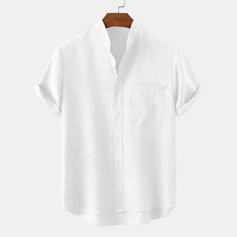 Shirt half cardigan button stand collar solid color