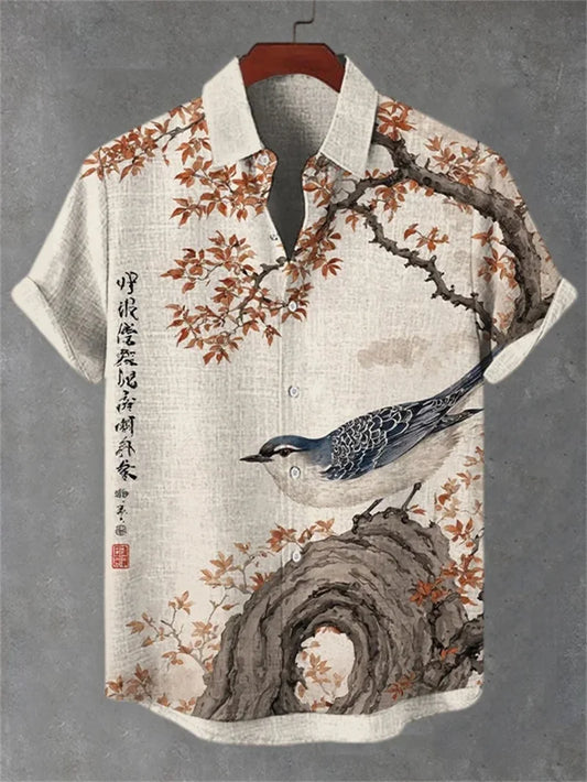 Lorant – Men’s Linen Art Print Short Sleeve Shirt