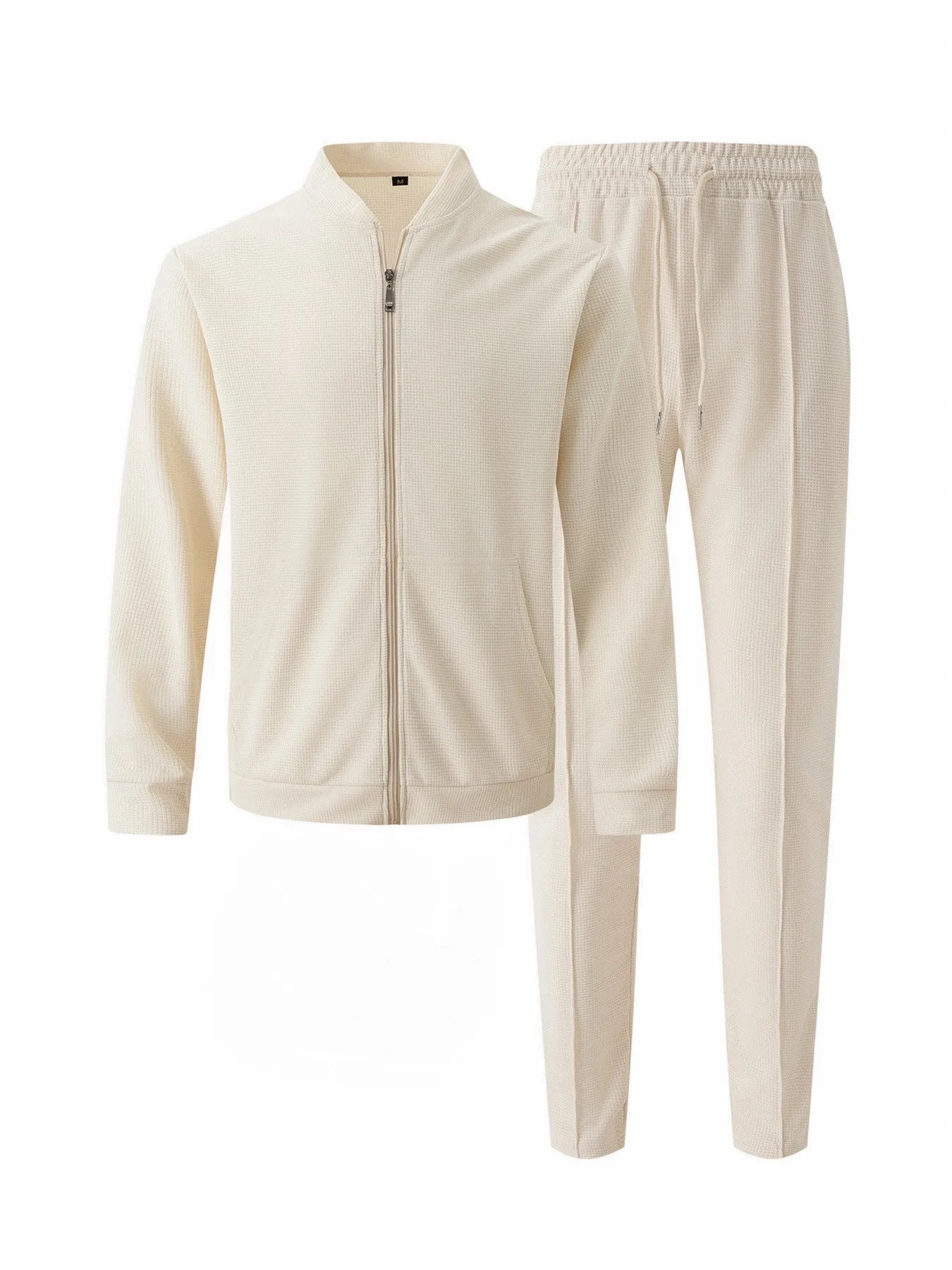 Men's Casual Waffle Knit Two-Piece Set