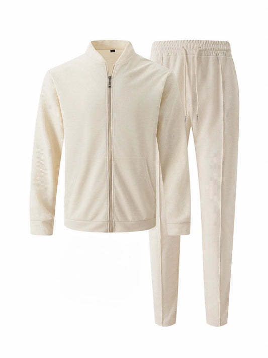 Men's Casual Waffle Knit Two-Piece Set