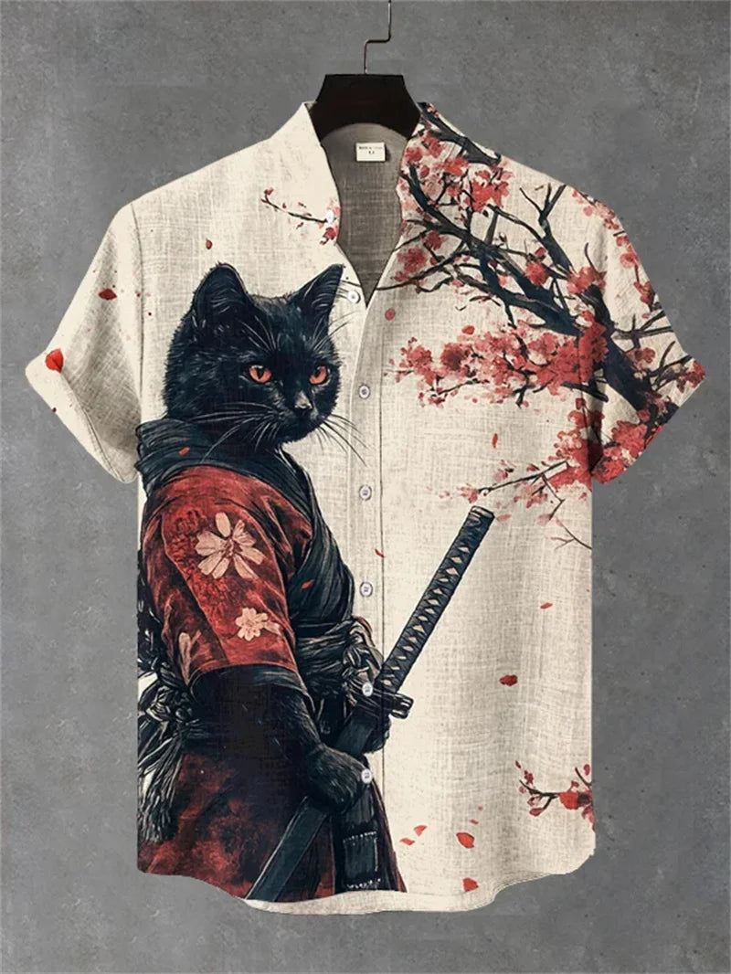 Lorant – Men’s Linen Art Print Short Sleeve Shirt